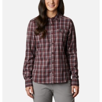 Columbia Silver Ridge Lite Plaid Long Sleeve, Camisa Vino Para Mujer | 965803-HRN